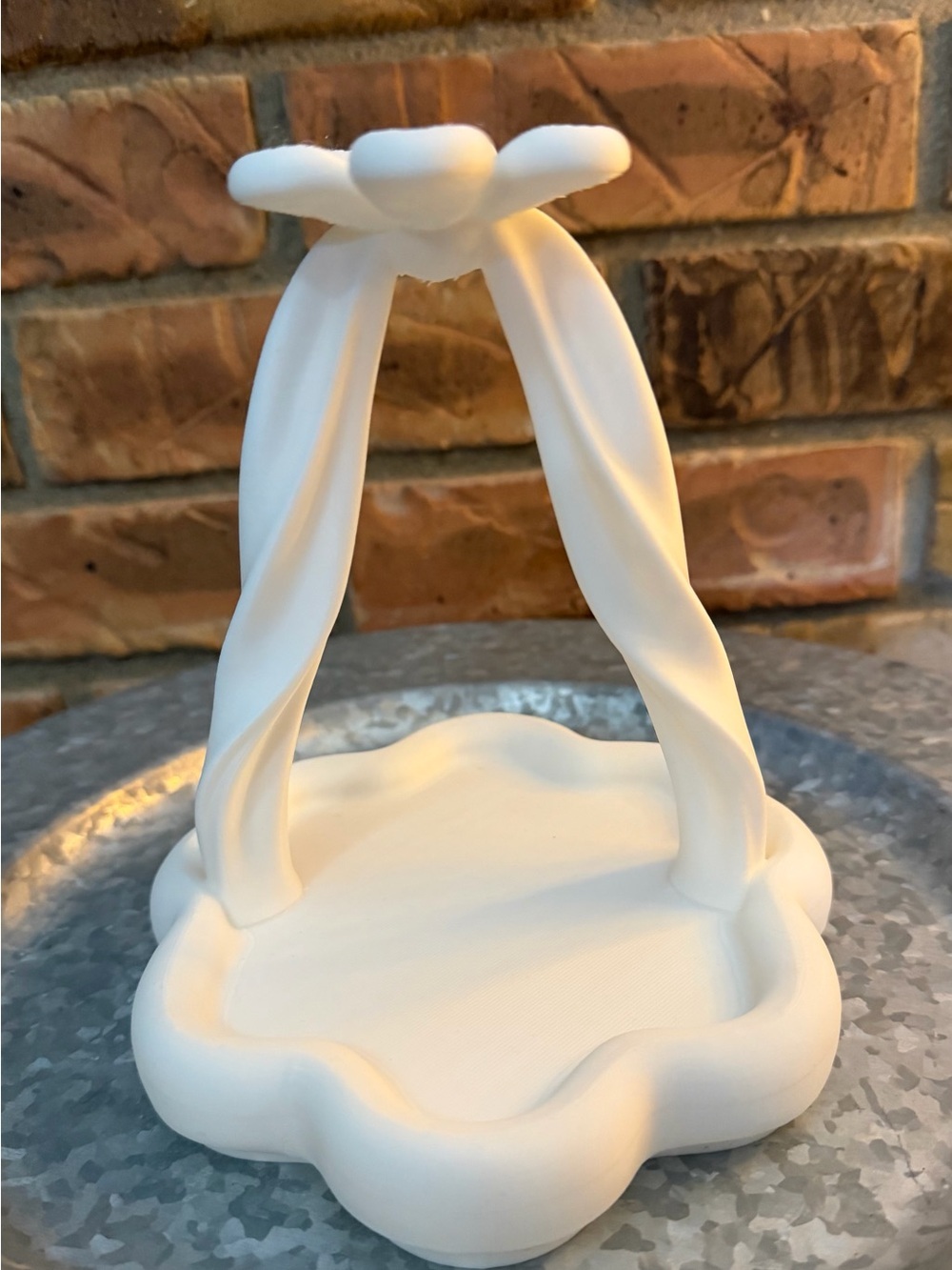 Hand Crafted 3D Printed White Floral Jewelry Holder/Trinket Tray NWOT